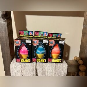 Viral Nee Doh Nice Cream Cone Stress Ball Set pink, blue, and orange